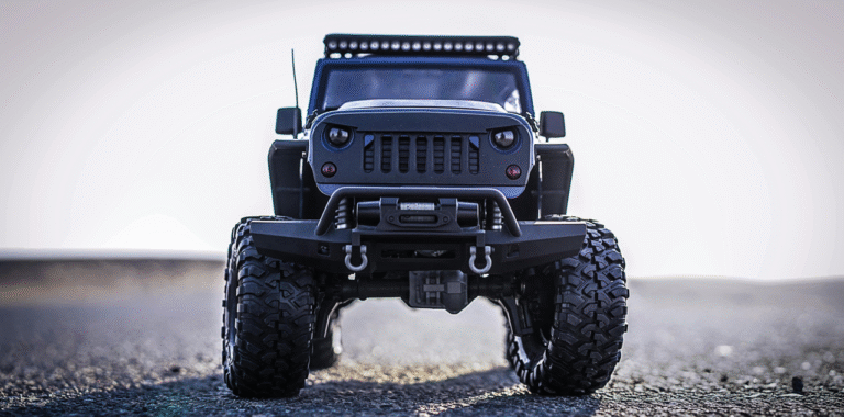 Toy jeep with huge tyres